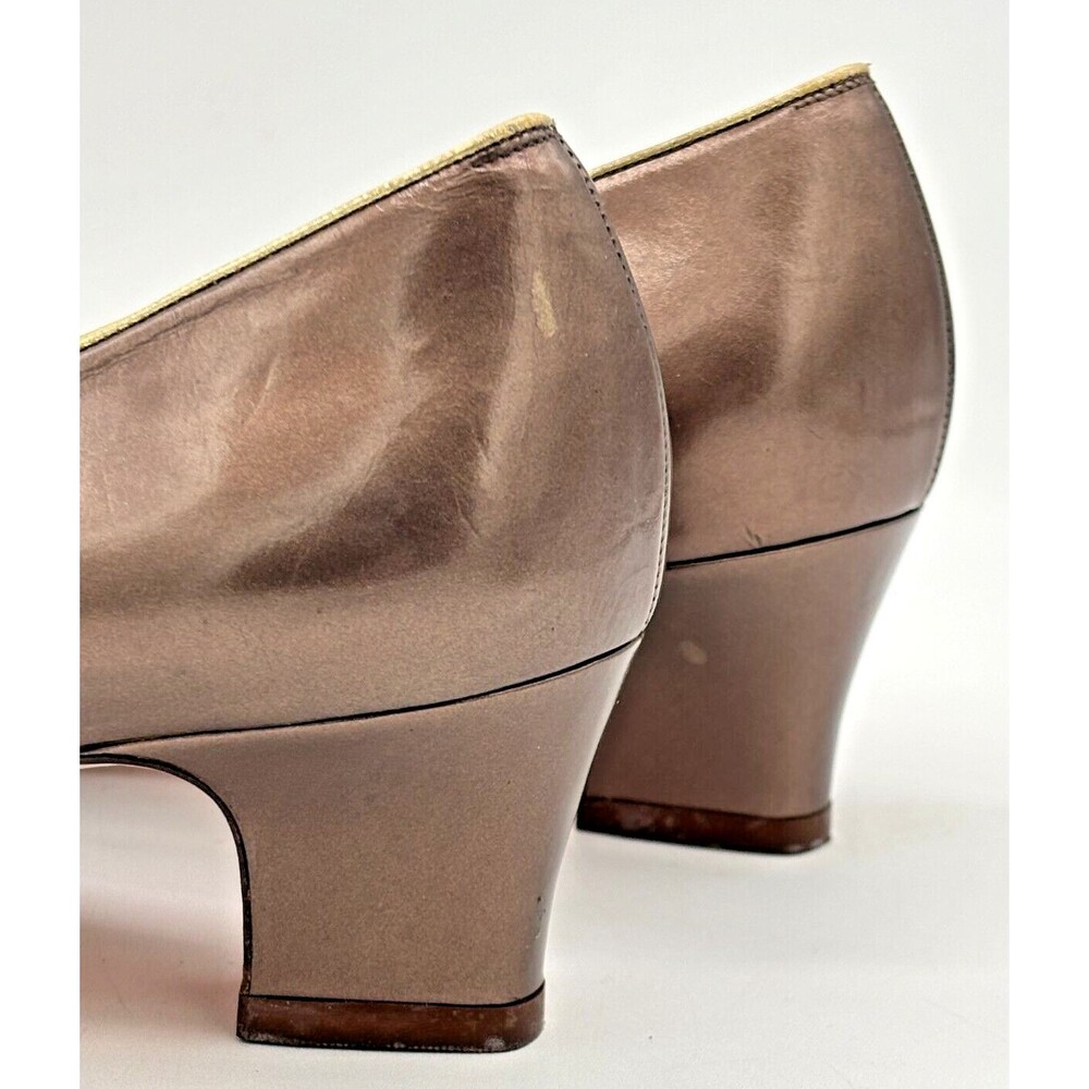 Salvatore Ferragamo Women’s Leather Pumps Sz 8B Bronze w Gold Trim DD10681 EUC - Picture 15 of 16
